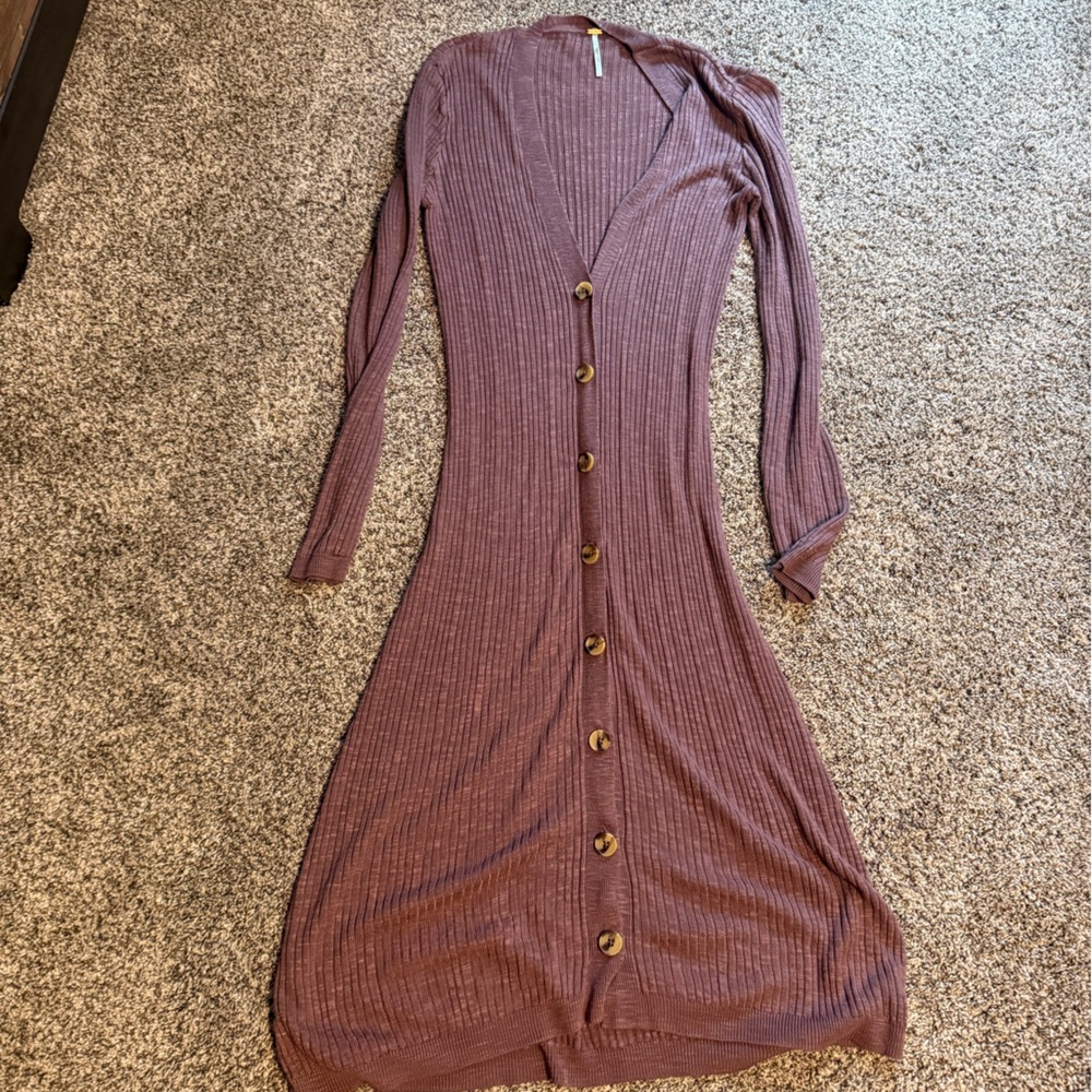 Free People Purple Long Cardigan Sweater
